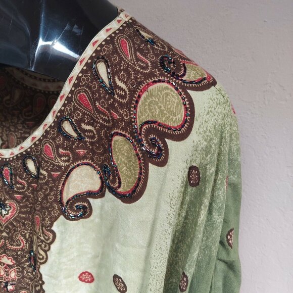 Meetu Magic The African Scene Womens Beaded Kaftan Midi Dress Free Size Brown - Picture 2 of 9